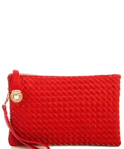 Fashion Woven Clutch Crossbody Bag WU042 RED